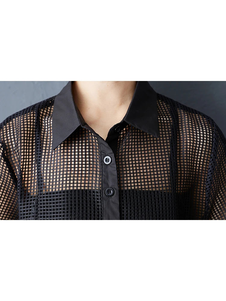 XITAO Hollow Out Irregular Women Blouse Short Sleeve Casual Loose Turn-down Collar Solid Color Summer Female Shirts ZMY1222