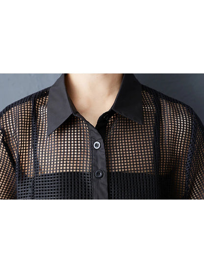 XITAO Hollow Out Irregular Women Blouse Short Sleeve Casual Loose Turn-down Collar Solid Color Summer Female Shirts ZMY1222