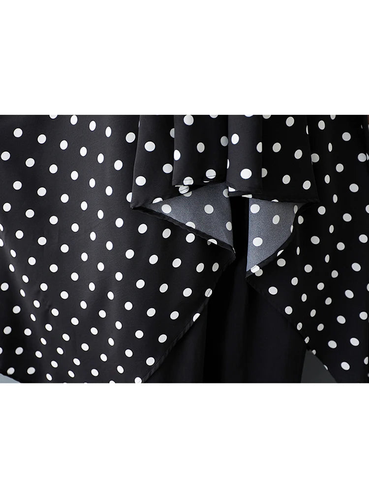 XITAO Asymmetric Single Breasted Short Sleeve Shirt Solid Color Dot Turn-down Collar Long Style Summer Women Blouse GYX1635