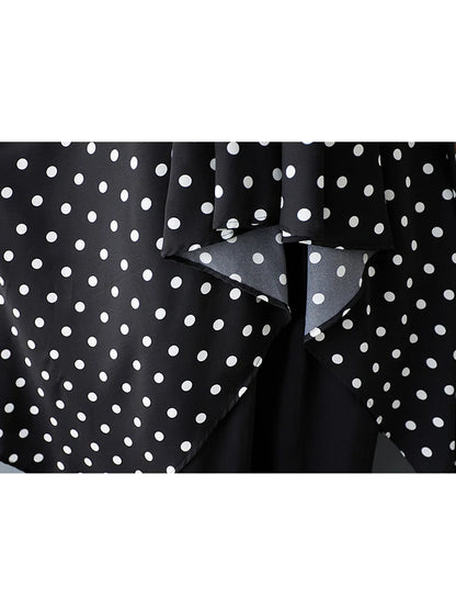XITAO Asymmetric Single Breasted Short Sleeve Shirt Solid Color Dot Turn-down Collar Long Style Summer Women Blouse GYX1635