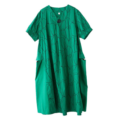 XITAO Loose V-neck Print Women Dress Fashion Slimming Patchwork Women Simple Temperament Casual Irregular Trend Dress HQQ2437