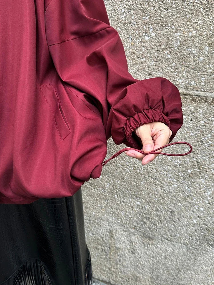 XITAO Vintage Solid Color Loose Coat Female Bat Sleeve Patchwork O-neck Zipper Pocket Fashion All Match Casual Jacket ZYY1076