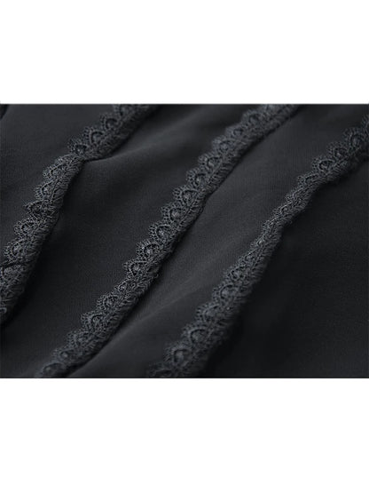 XITAO Patchwork Lace A-line Skirt Casual Solid Color Elastic Waist Loose Fitting Fashion New Elegant Summer Women Skirt GYX1641