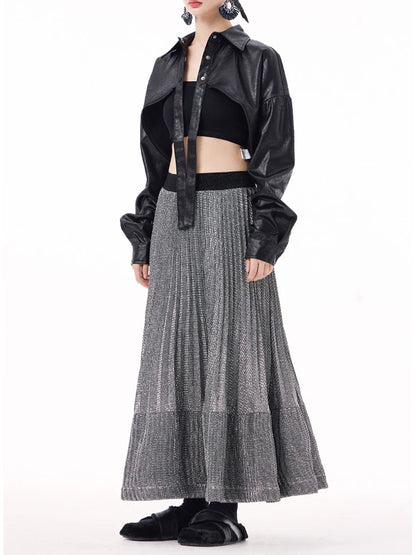 XITAO Ruffles Elastic Waist A-line Skirt Casual Solid Color Vintage Hong Kong New Simple Fashion Spring Women skirt GYX1518
