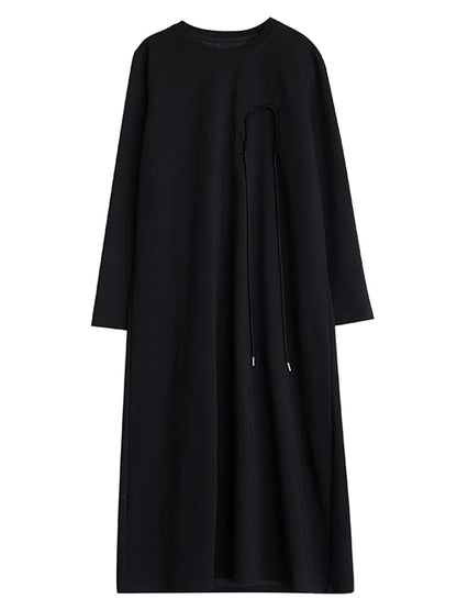 XITAO Full Sleeve O-neck Loose Dress Casual Fashion Simplicity All-match Solid Color 2024 Spring Women Pullover Dress DMJ2680