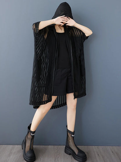 XITAO Zipper Hooded Half Sleeve Dress Casual A-line Solid Color Personality New Arrival Fashion Slimming Summer Dress ZMY1173