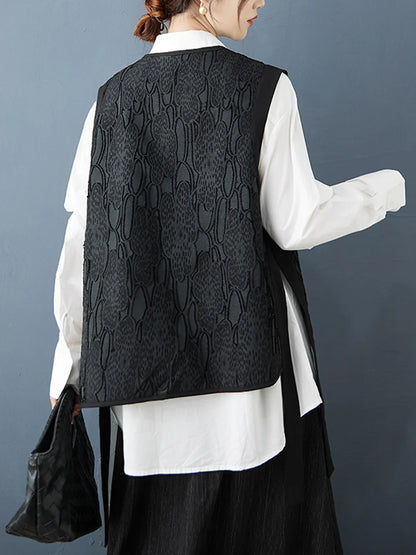 XITAO Irregular Black O-neck Vest Casual Sleeveless Female Top New Autumn Single Breasted Women Fashion All Match Vest GJ1216