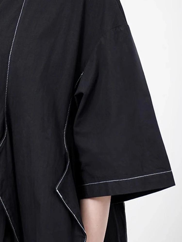 XITAO Asymmetrical O-neck Dress Casual A-line Loose Fitting A-line Slimming Fashion Half Sleeve Summer Women Dress ZMY1369