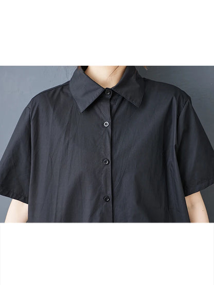 XITAO Asymmetrical Ruffles Single Breasted Dress Turn-down Collar A-line Sweet Short Sleeve Summer New Women Dress ZMY1233