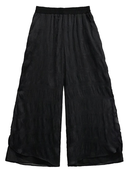 XITAO Pleated Elastic Waist Pant Casual Loose Fitting Solid Color Simple Wide Leg New Arrival Summer Women Pant ZMY1075