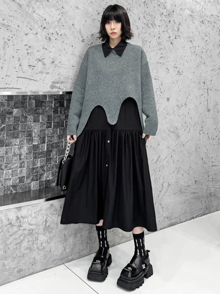 XITAO Loose Irregular O-neck Female Sweaters Solid Color Slimming All-match Women Casual Fashion Asymmetric Pullovers GMM1290