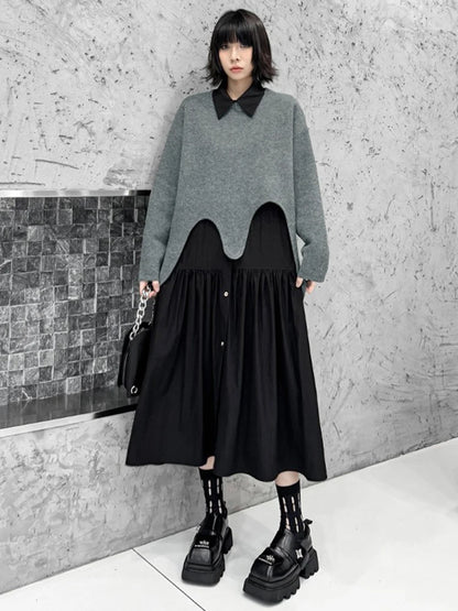 XITAO Loose Irregular O-neck Female Sweaters Solid Color Slimming All-match Women Casual Fashion Asymmetric Pullovers GMM1290
