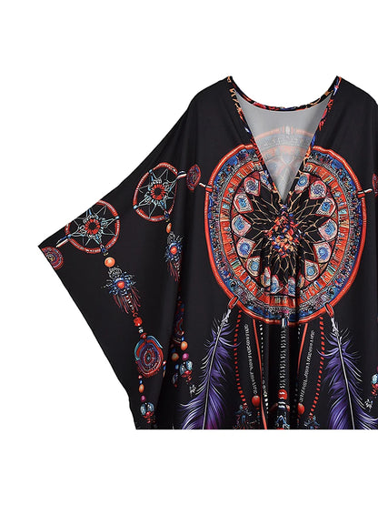 XITAO Bat Wing Sleeve Loose Print Dress Side Slit Personality Trend All-match Pullover Casual Elegant Summer Female Dress GJ1202