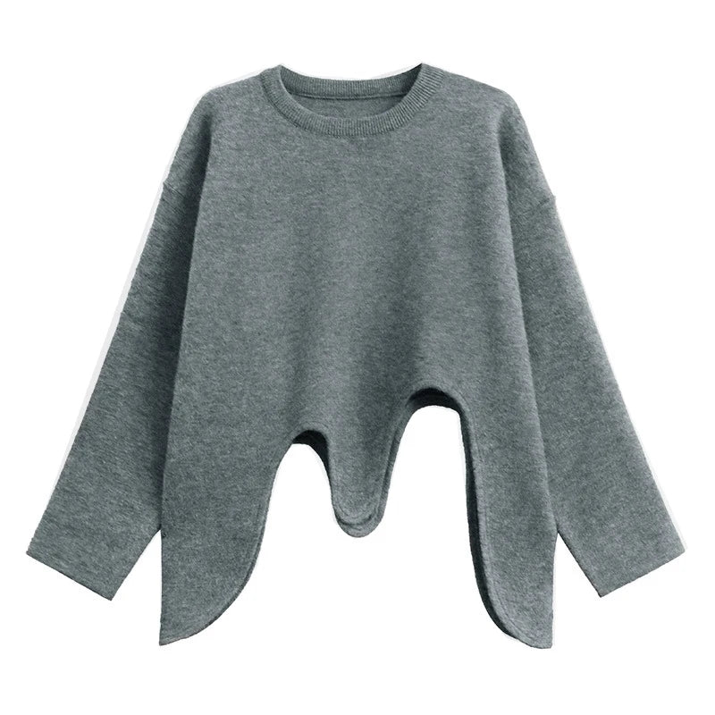 XITAO Loose Irregular O-neck Female Sweaters Solid Color Slimming All-match Women Casual Fashion Asymmetric Pullovers GMM1290