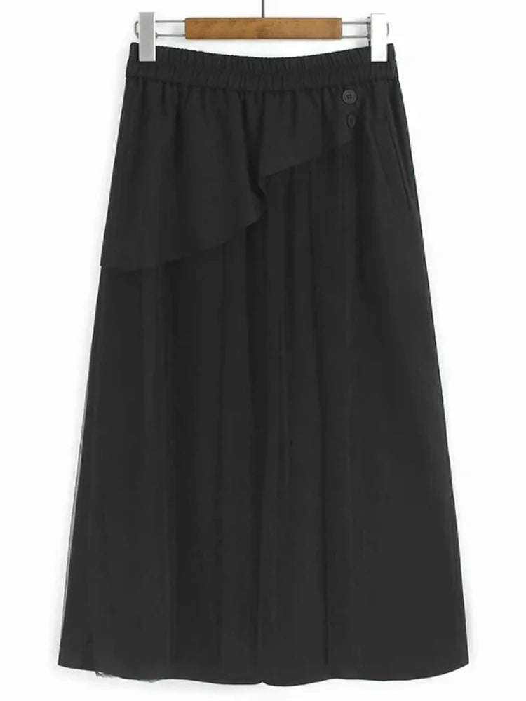 XITAO Gauze Solid Color Loose Pants Elastic Waist Patchwork Casual New Arrival Personality Summer Woman Wide Leg Pants ZMY1344