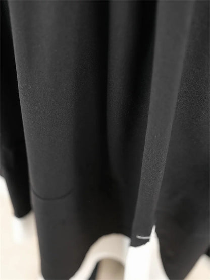 XITAO Contrast Color Asymmetrical Pocket Skirt Elastic Waist Patchwork A-line Loose Mid-calf Slimming Personality Skirt HQQ2444