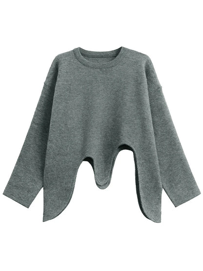 XITAO Loose Irregular O-neck Female Sweaters Solid Color Slimming All-match Women Casual Fashion Asymmetric Pullovers GMM1290
