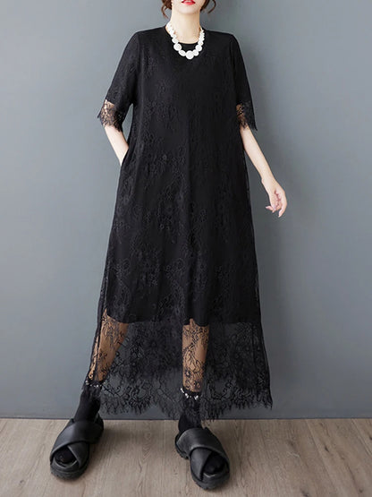 XITAO Mesh Patchwork O-neck Dress Temperament Elegant Irregular Women Summer Goddess Fan Short Sleeve Women Dress HQQ2477
