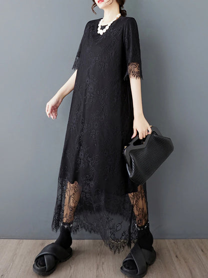 XITAO Mesh Patchwork O-neck Dress Temperament Elegant Irregular Women Summer Goddess Fan Short Sleeve Women Dress HQQ2477