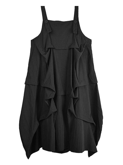 XITAO Irregular Folds Women Dress Loose Slimming A-line Women Summer Sleeveless Solid Color Temperament Trend Dress ZMY1211