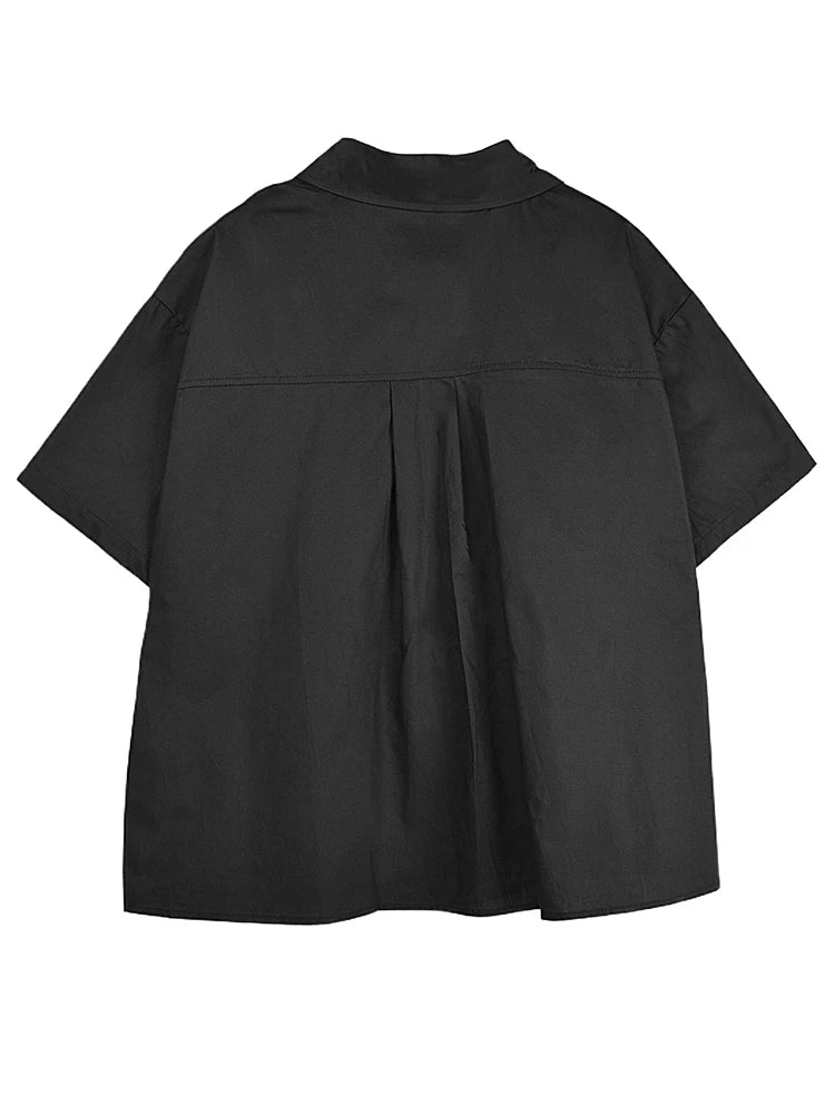 XITAO Patchwork Contrast Color Single Breasted Shirt Casual Loose New Arrival Turn-down Collar Personality Summer Blouse HQQ2459