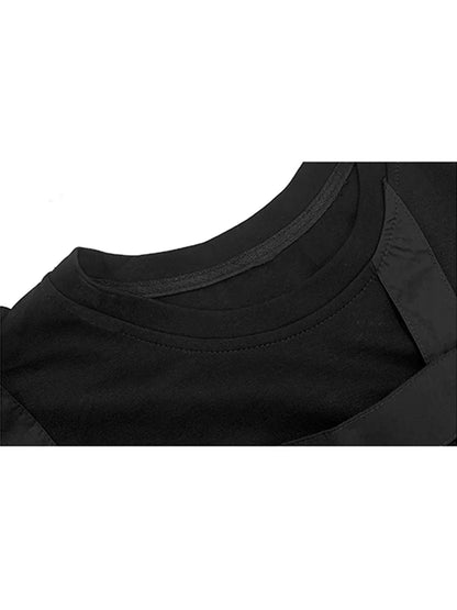 XITAO Bandage O-neck Pleated Dress Short Sleeve Casual Loose Fitting Simple Pullover Slimming A-line Summer Women Dress ZMY1206
