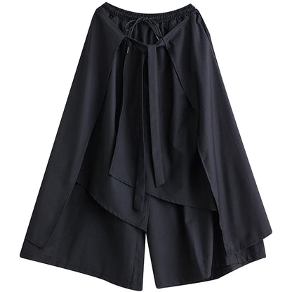 XITAO Asymmetric Wide Leg Lace-up Pant Casual Elastic Waist Fake Two Pieces New Arrival Mid Waist Spring Women Pant GYX1628