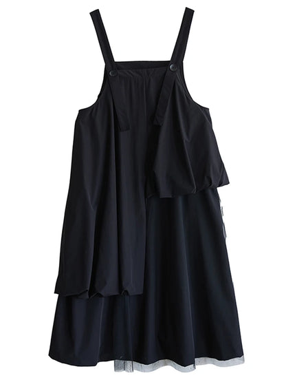 XITAO Irregular Patchwork Dress Simple All-match Temperament Women Solid Color Slimming Elegant Suspenders Dress HQQ2461