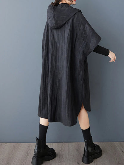 XITAO Patchwork Zipper Lapel Batwing Sleeve Coat Casual Solid Color A-line Goth Simple Fashion New Spring Female Trench GMM1337