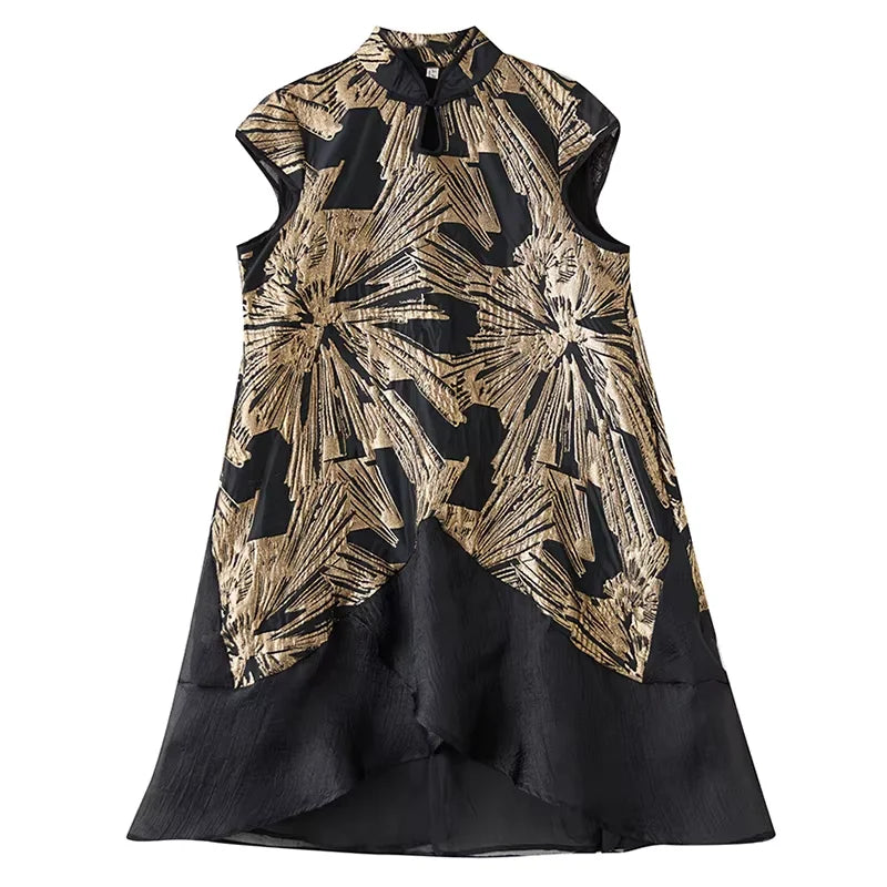 XITAO Patchwork Print Mesh Short Sleeve Dress Casual Loose Slimming Simple Leisure New Arrival Spring Women Dress GYX1580