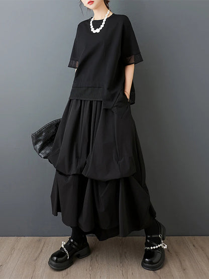 XITAO Irregular Pleated Skirt Solid Color Casual Elastic Waist Loose Simple All-match Temperament Summer Woman Skirt ZMY1273