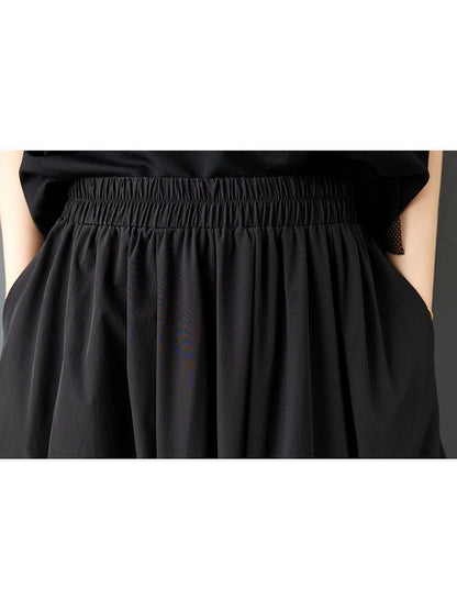 XITAO Irregular Pleated Skirt Solid Color Casual Elastic Waist Loose Simple All-match Temperament Summer Woman Skirt ZMY1273