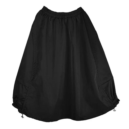 XITAO Shirring Edible Tree Fungus Patchwork Skirt Solid Color Elastic Waist Loose A-line Temperament Slim Casual Skirt ZMY1230