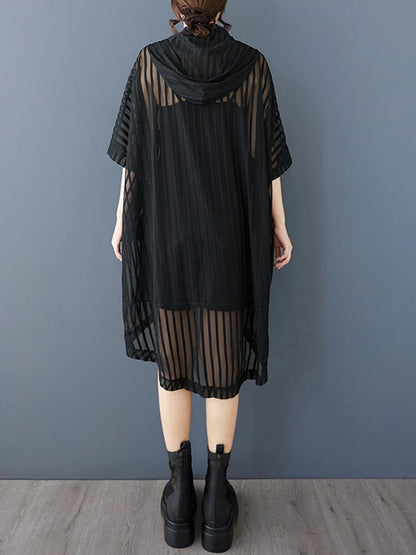 XITAO Zipper Hooded Half Sleeve Dress Casual A-line Solid Color Personality New Arrival Fashion Slimming Summer Dress ZMY1173