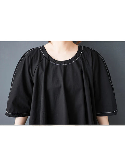 XITAO Irregular O-neck Solid Color Dress Half Sleeve Patchwork Casual New Arrival All-match Summer Woman Slimming Dress ZMY1357