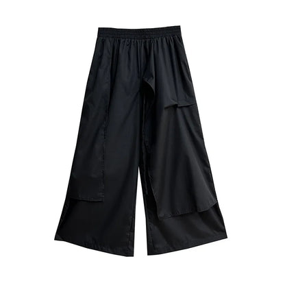 XITAO Lace-up Patchwork Female Wide Leg Pants Asymmetrical Solid Color Loose Fashion Casual Women Pants 2024 Summer New ZY8824