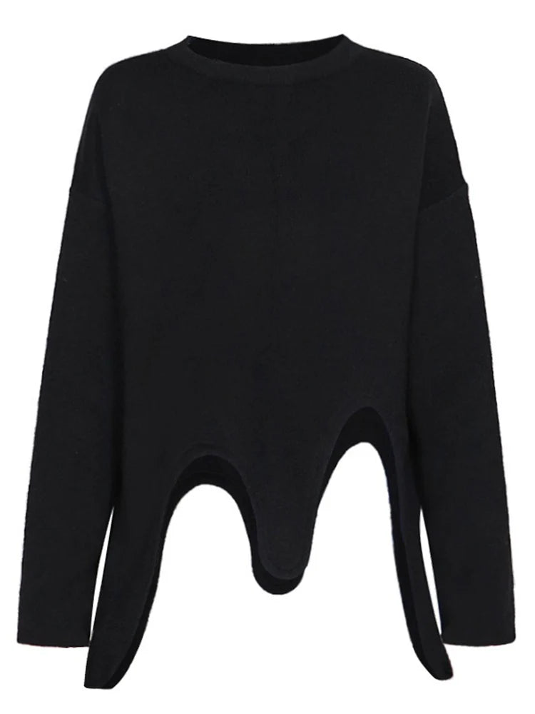 XITAO Irregular Fold Female O-neck Sweater Full Sleeve Casual Solid Color Knitting Simple Trendy Autumn Women Pullover GMM1287