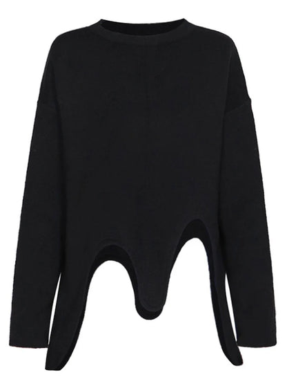 XITAO Irregular Fold Female O-neck Sweater Full Sleeve Casual Solid Color Knitting Simple Trendy Autumn Women Pullover GMM1287