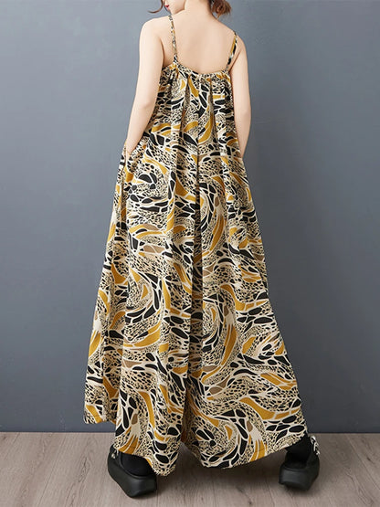 XITAO Sleeveless Print Slimming Jumpsuits Spaghetti Strap O-neck Loose Simple New Arrival Summer Woman Jumpsuits ZMY1228