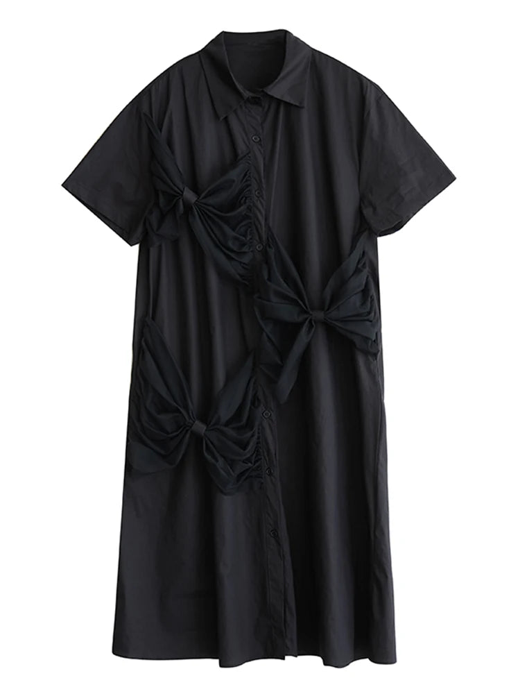 XITAO Patchwork Mesh Single Breasted Dress Turn-down Collar Half Sleeve Leisure New Arrival Sweet Simple Women Dress GYX1565