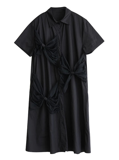 XITAO Patchwork Mesh Single Breasted Dress Turn-down Collar Half Sleeve Leisure New Arrival Sweet Simple Women Dress GYX1565