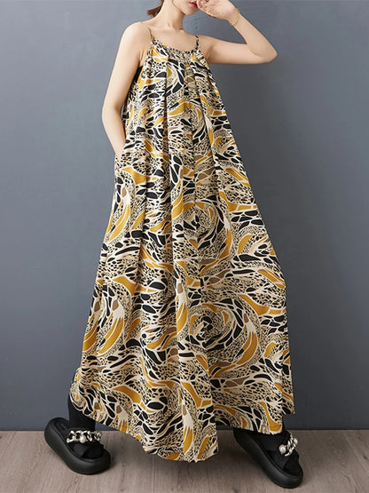 XITAO Sleeveless Print Slimming Jumpsuits Spaghetti Strap O-neck Loose Simple New Arrival Summer Woman Jumpsuits ZMY1228