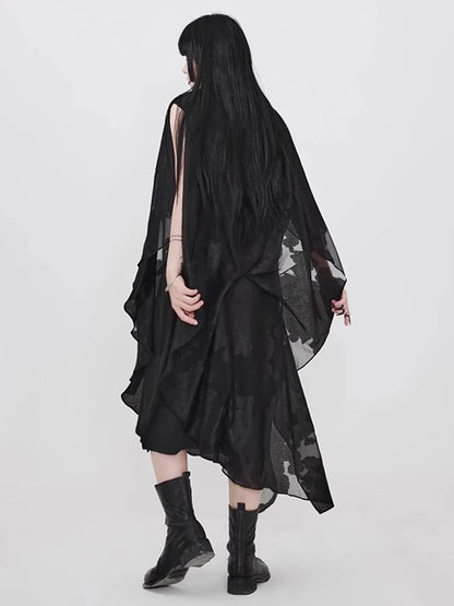 XITAO Irregular Print Loose Dress Casual O-neck Patchwork Gauze Vintage Personality Slimming Pullover Summer Woman Dress ZMY1353