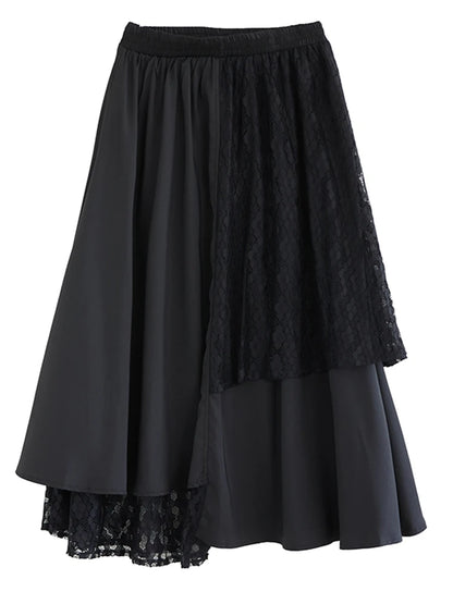 XITAO Patchwork Mesh Asymmetric Skirt Casual Solid Color Wide-leg Loose Fitting New Slimming Korea Spring Female Skirt GYX1526