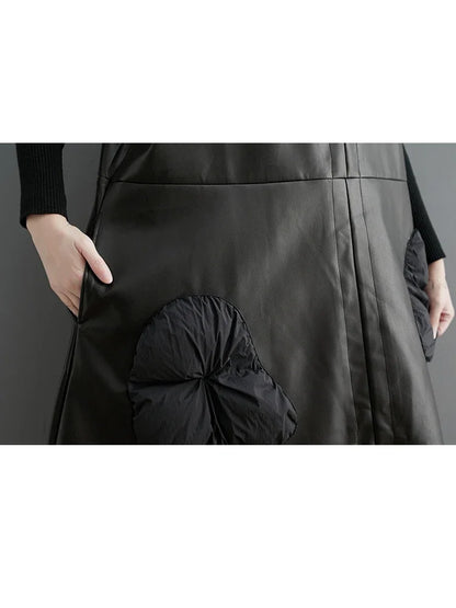 XITAO Three-dimensional Decoration V-neck Dress Solid Color Patchwork Pullover Sleeveless Loose 2024 Spring New Casual Dmj2310