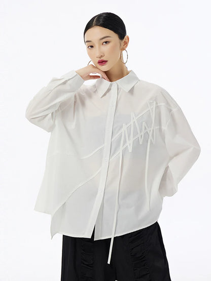XITAO Irregular Shirt Solid Color Casual Long Sleeve Women Splicing Shirt Loose Fashion Autumn All-match New Top 2024 DMJ4159