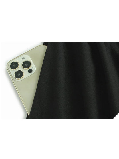 XITAO Contrast Color Patchwork Pocket Asymmetrical Skirt Elastic Waist Loose Slimming Casual A-line Mid-calf Skirt HQQ2447