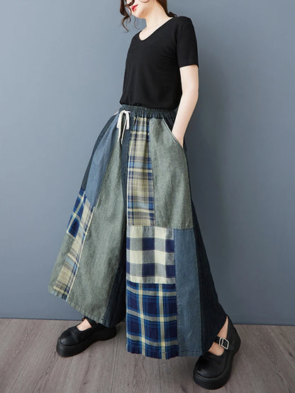 XITAO Patchwork Wide-leg Elastic Waist Female Jean Pant Casual Loose Fitting New Leisure Simple Spring Women Pant GYX1569