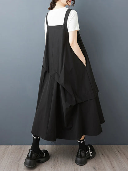 XITAO Button Irregular Zipper Dress Casual Solid Color Simple New Arrival Fashion All Match Slimming Summer Female Dress ZMY1234