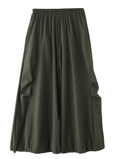 XITAO Shirring Pocket Patchwork Pant Solid Color Elastic Waist Casual Slimming All Match Loose Wide Leg Pants Spring ZY8935